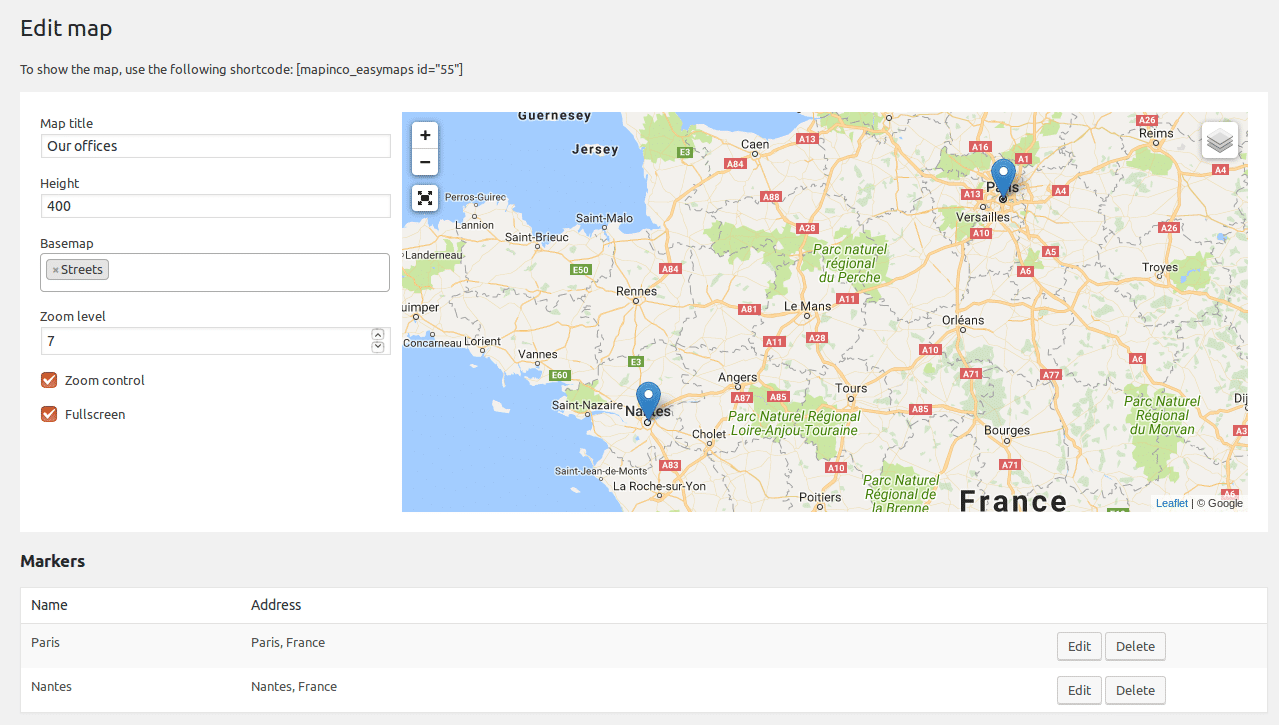 Conception et réalisation du module de cartographie Easy Maps pour WordPress