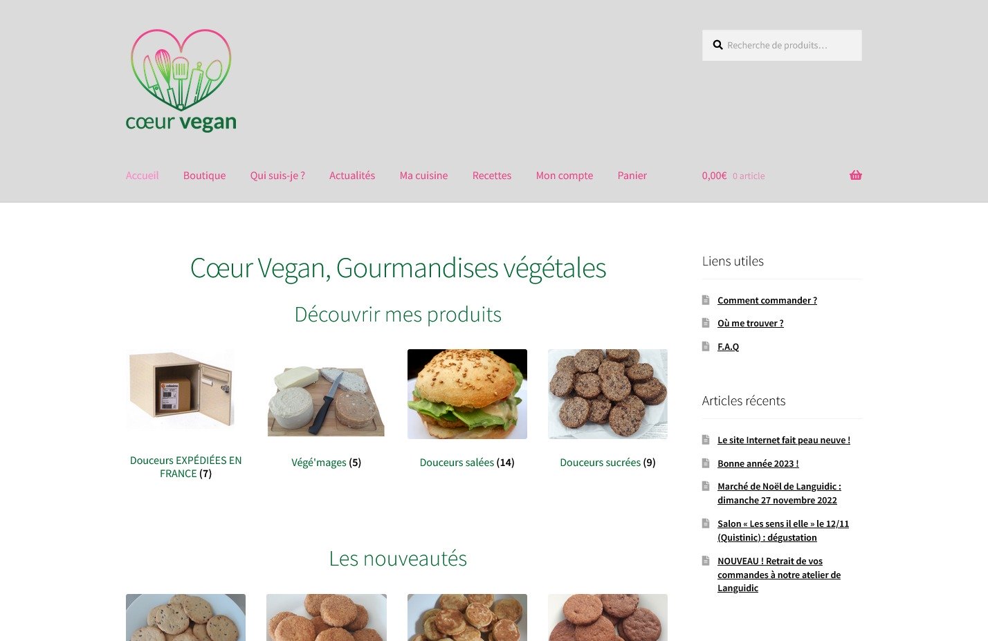 Maintenance et améliorations de la boutique en ligne Coeur Vegan